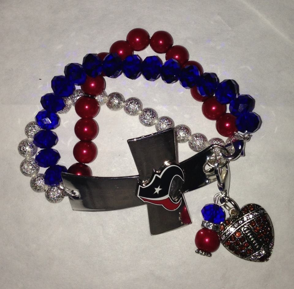 Houston Texans 3 strand Cross Bracelet