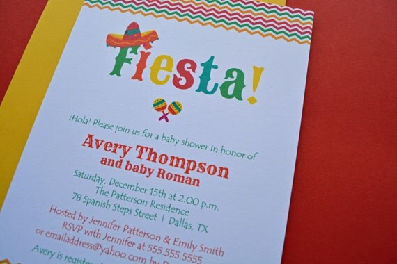 Chevron fiesta baby shower printed invitations - Digital Version Available Il_570xn