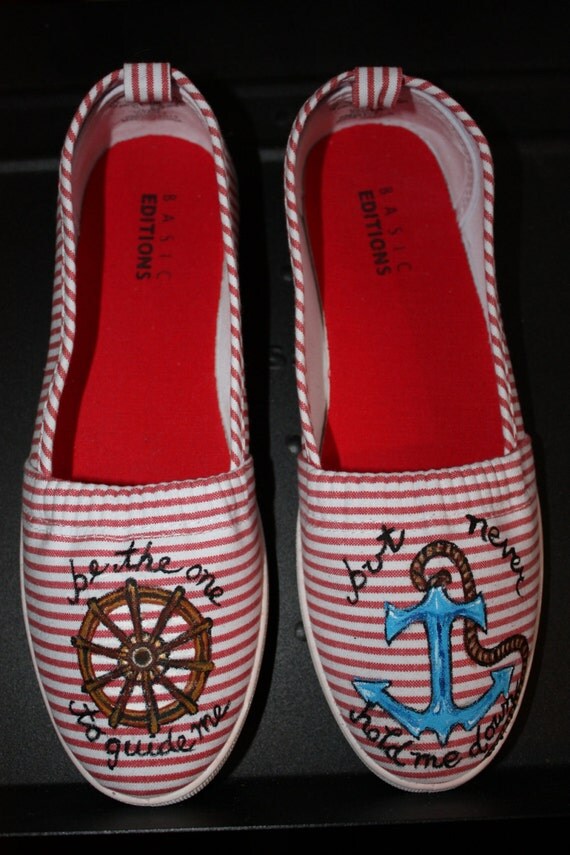 Anchor Shoes Handpainted Sail boating Guide me but never hold