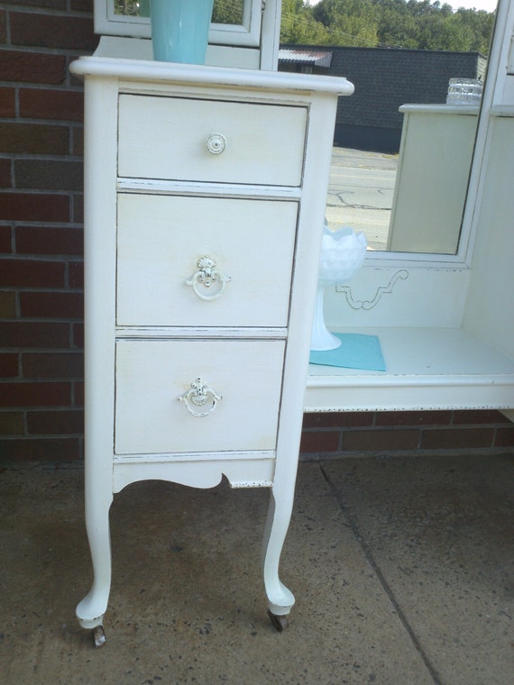 Circa 20's Antique White Vanity Dressing Table Salvaged