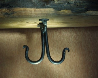 Under Cabinet Double Cup Hook - Hand Forged - Modern Industrial Hardware