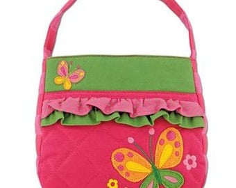 Monogrammed Stephen Joseph Quilted Ruffled Butterfly Purse---Fast Turnaround---FREE MONOGRAMMING---