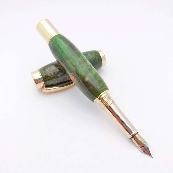 Fountain Pen Made With Green Maple Burl
