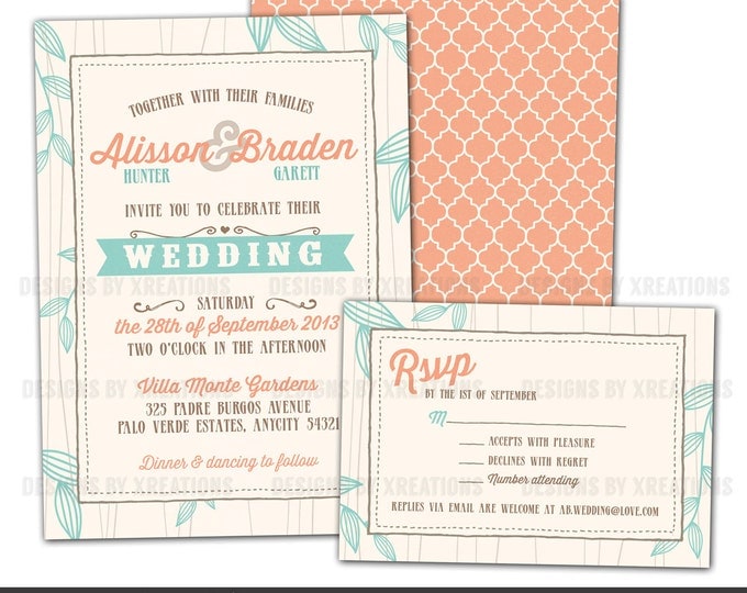 Rustic Vintage Spring Wedding Invitation - Printable - DIY