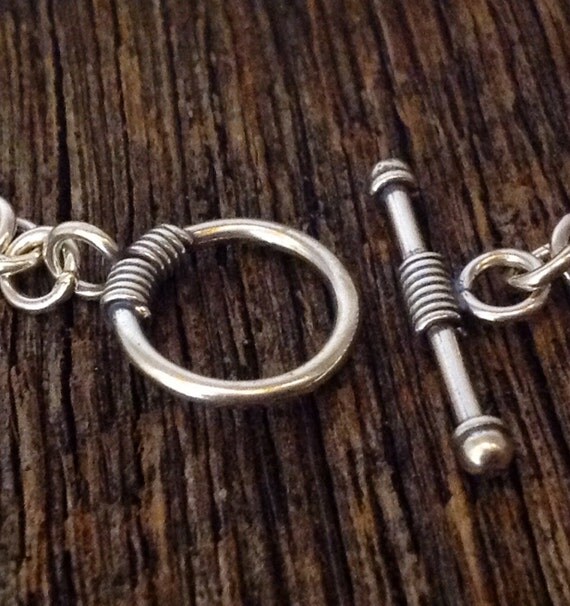 Sterling Silver Toggle Clasp Set Oxidized Wire Wrapped 1