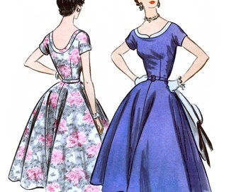 McCall's 3255 Vintage 50s Misses' Dress Sewing Pattern - Uncut - Size 14 - Bust 32