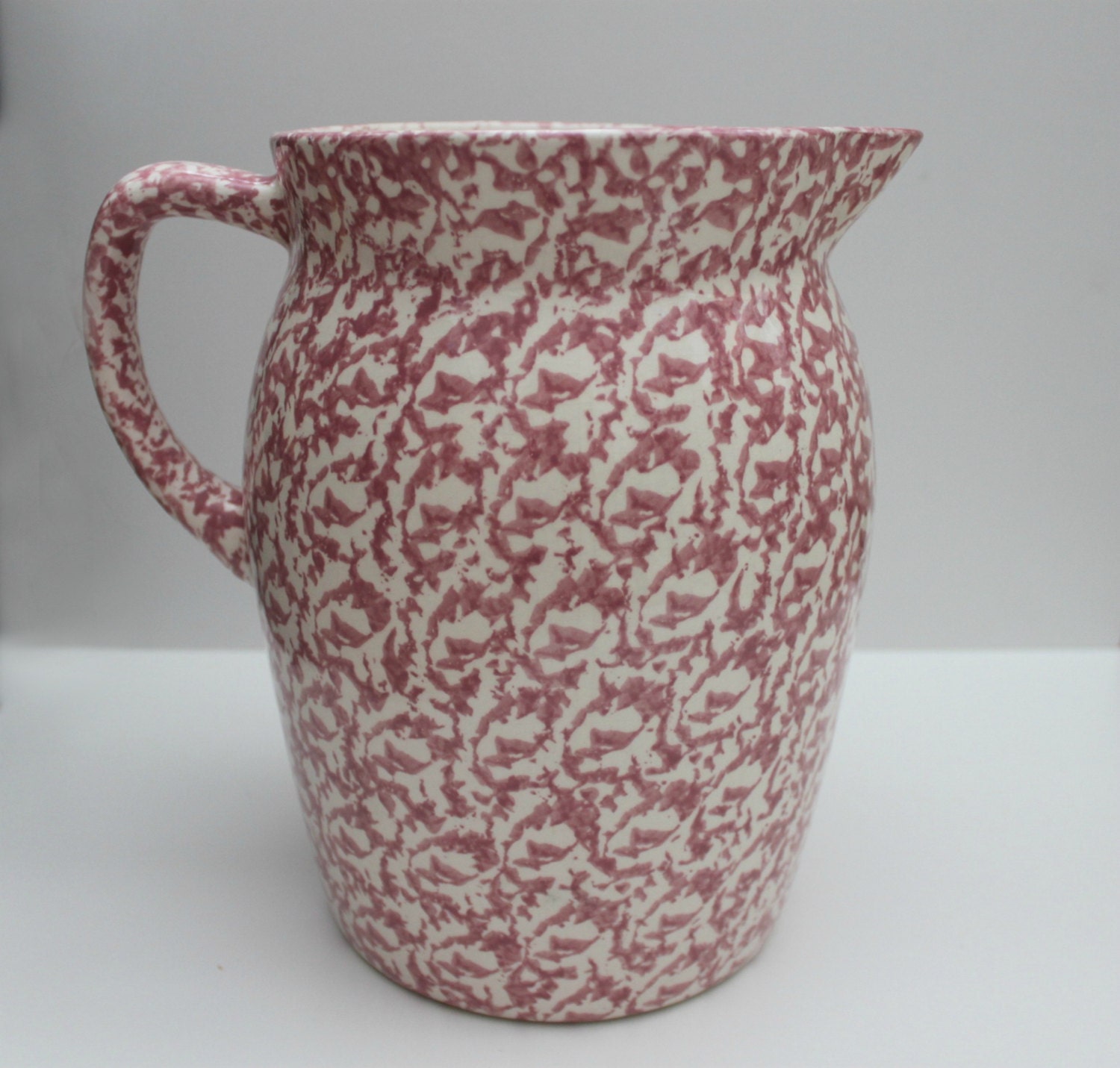 Vintage Pitcher Pink Spongeware Large Pitcher Water