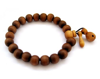 10mm Tibet Buddhist Peach Wood Prayer BeadsJapa Mala Bracelet Wrist Hand String/Length In About 170mm/Elastic Cord  T2735