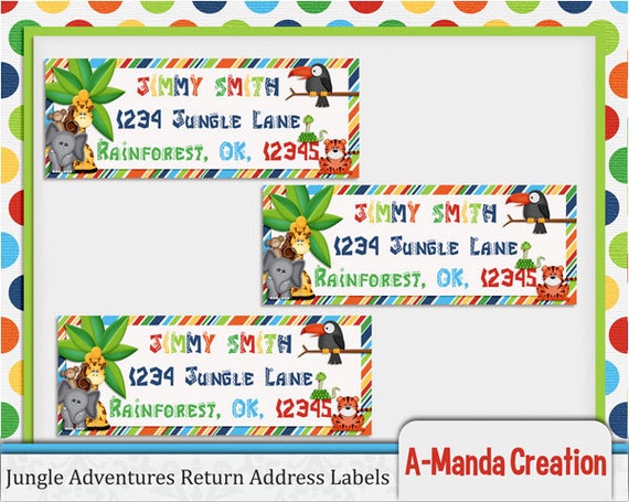 Jungle Adventures Custom Return Address Label Il_570xn