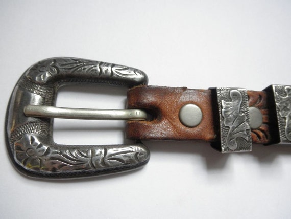 STERLING Silver 1950s Ranger Buckle and Belt // Western // Rockabilly // Rodeo Cowboy // Cowgirl