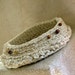White crochet soft basket with wooden beads, the natural look