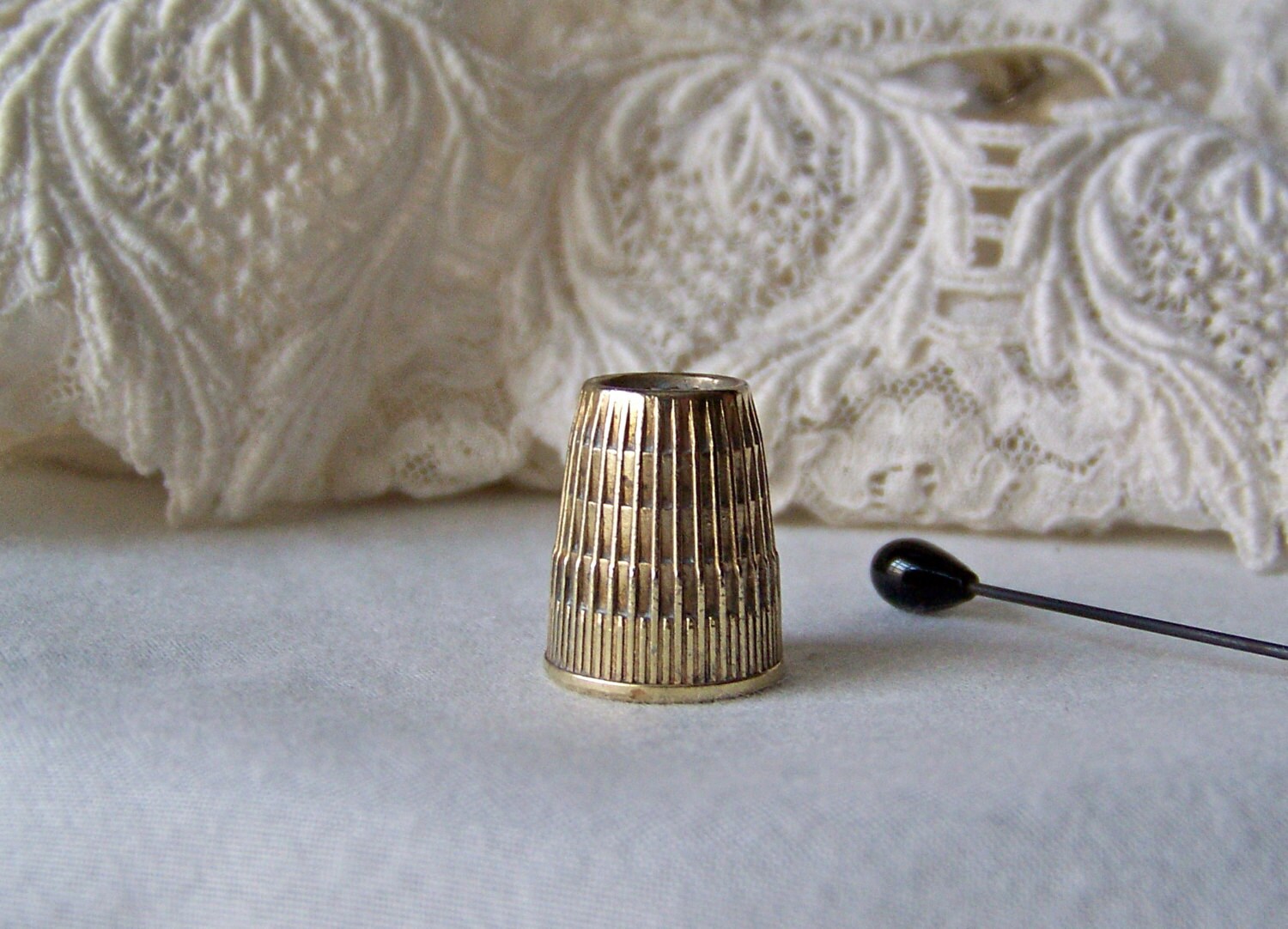 Vintage Brass Thimble Germany Quilters Thimble Sewing Needle