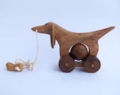 Wooden pull toy eco friendly - DACHSHUND WINNY