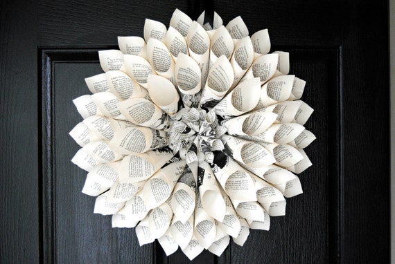 17 in Shabby Chic Vintage Book Page Wreath