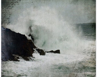 France photography, ocean waves, French coast, Bretagne France, coastal fine art print