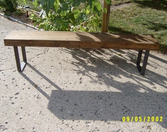 6' wooden bench with steel legs