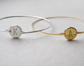 Monogrammed Bracelet, Initial Bangle, Gold Initial Bracelet, Silver Initial Bracelet, Custom Initial, Initial Bracelet, Bridal Initial