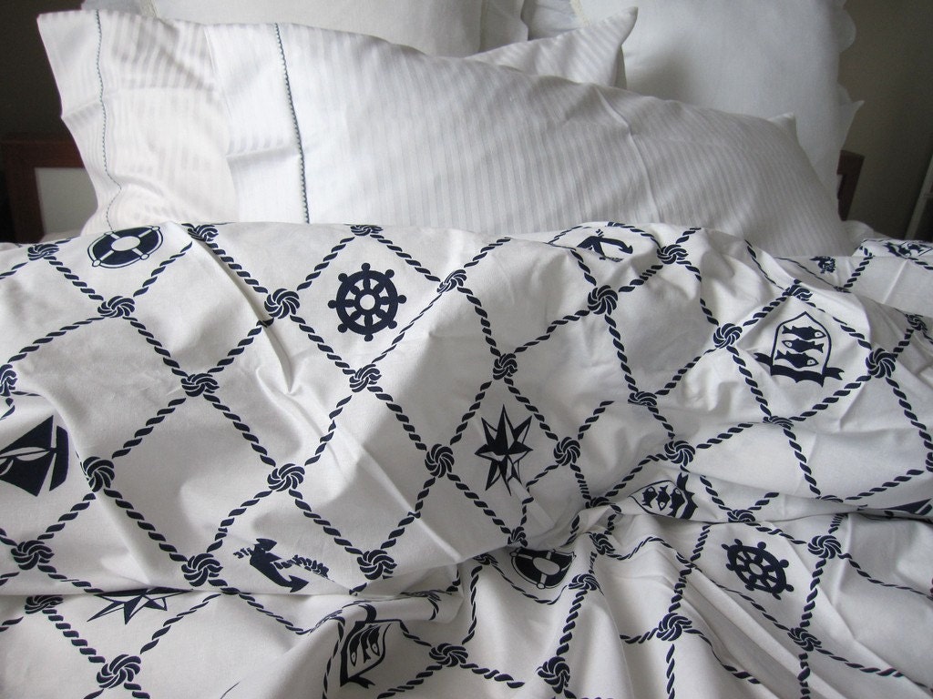 Navy plaid Nautical Bedding Twin XL Duvet cover by nurdanceyiz