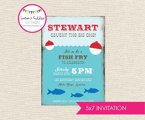 Gone Fishing Birthday, Gone Fishing Birthday Invitation, Fishing Printables, Fishing Decorations, First Birthday, Lauren Haddox Designs Il_570xn