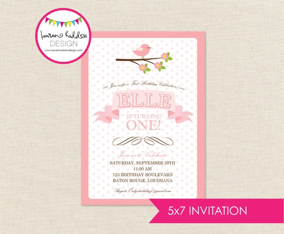 DIY Pink Bird Birthday INVITATION ONLY Il_570xn