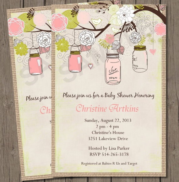 vintage shower invites baby Invitation, Vintage Mason Vintage Shower Shower Baby Baby Jars to