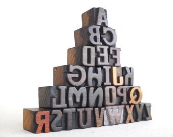 A to Z -26 Vintage Letterpress Wooden Letters Collection - Mini Series - VG008