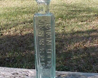 c1840s Genuine Essence Aqua Open Pontil Medicine Bottle