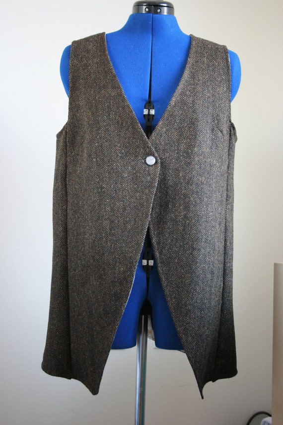 Items similar to Harris Tweed Ladies Tails Waistcoat in Brown ...