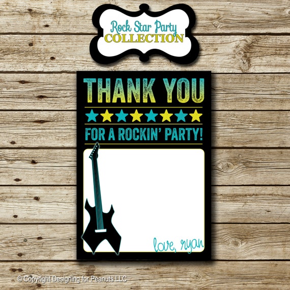 Rock Star Thank You Card blue green Rock by designingforpeanuts