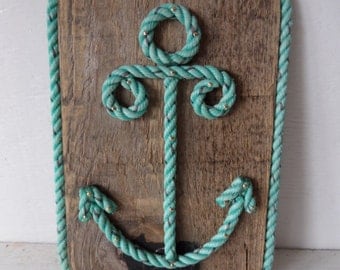 Pallet Wood with Rope Shaped Anchor Nautical Decor Wall Hanging Sign Nautical Nursery