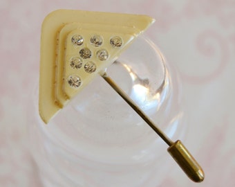Vintage Celluloid and Rhinestone Hat Pin