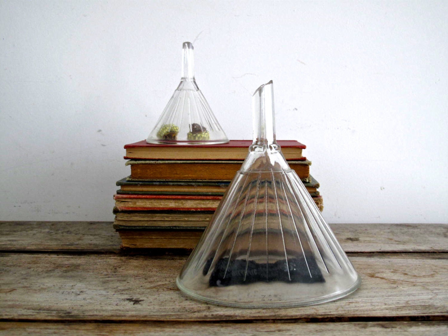 Vintage Glass Funnel Glass Bud Vases by SnapshotVintage on Etsy