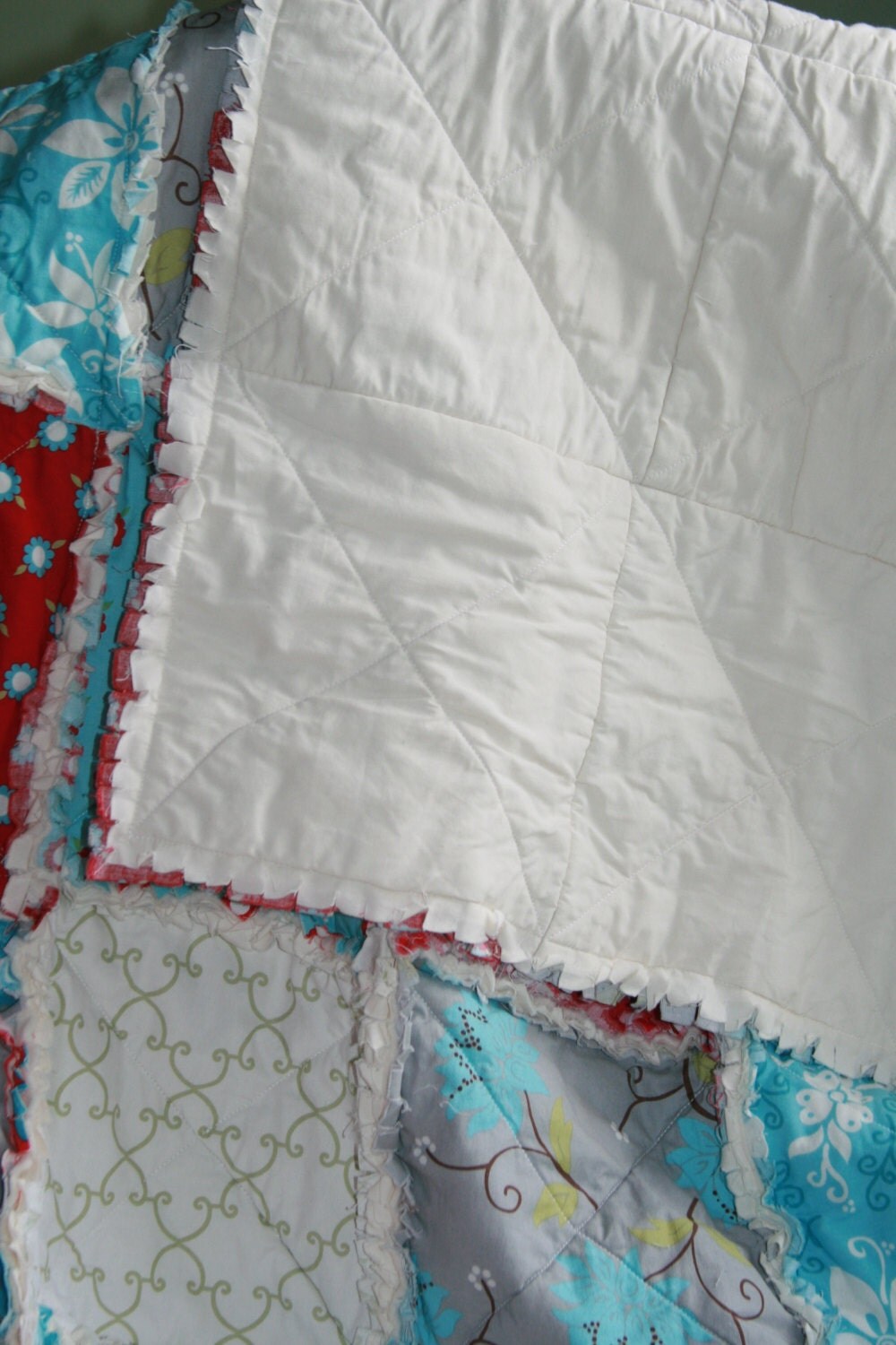 Crib Rag Quilt Baby Girl Crib Bedding Seaside Cottage Gray