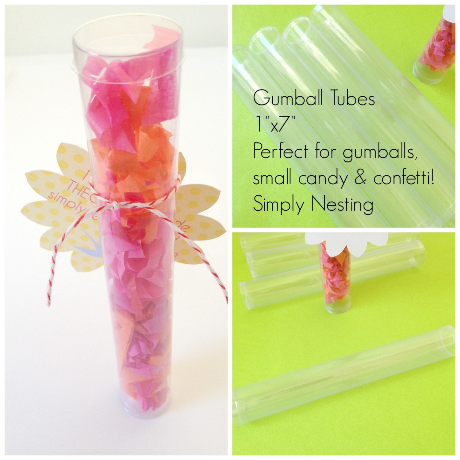 6 Gumball Tubes Plastic Gumball Tubes Clear Cylinder