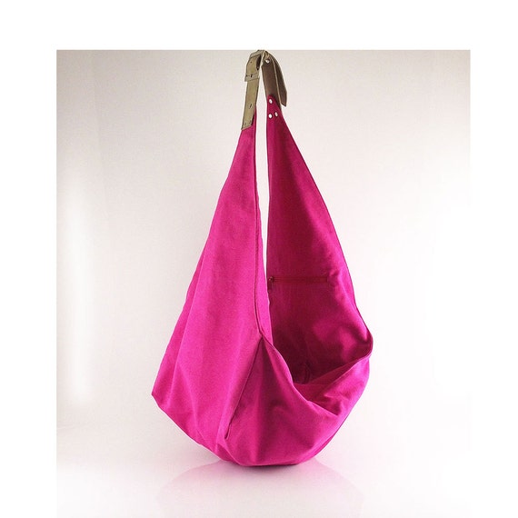 SALE - Hot pink canvas messenger bag, diaper bag, tote bag, women ...