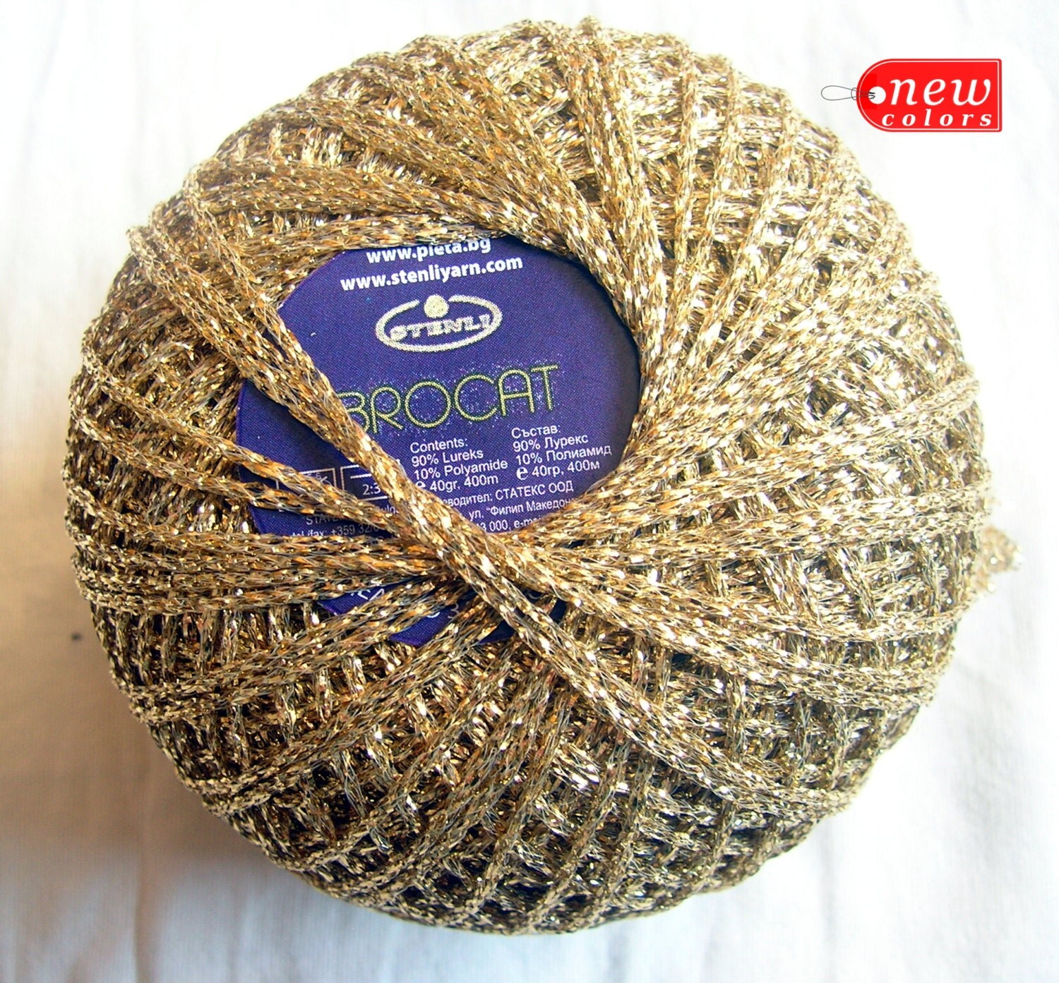Brocat yarn. Glitter Yarn Shine sparkle yarn gold color