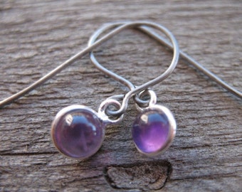 Titanium Earrings, Amethyst in Sterling Silver on Titanium Ear Wires, February Birthstone