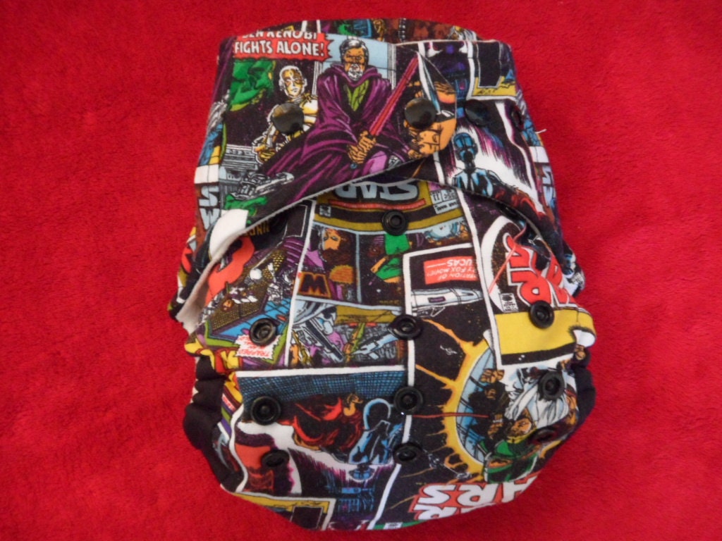 Sassycloth One Size Pocket Diaper With Star Wars Comic Books