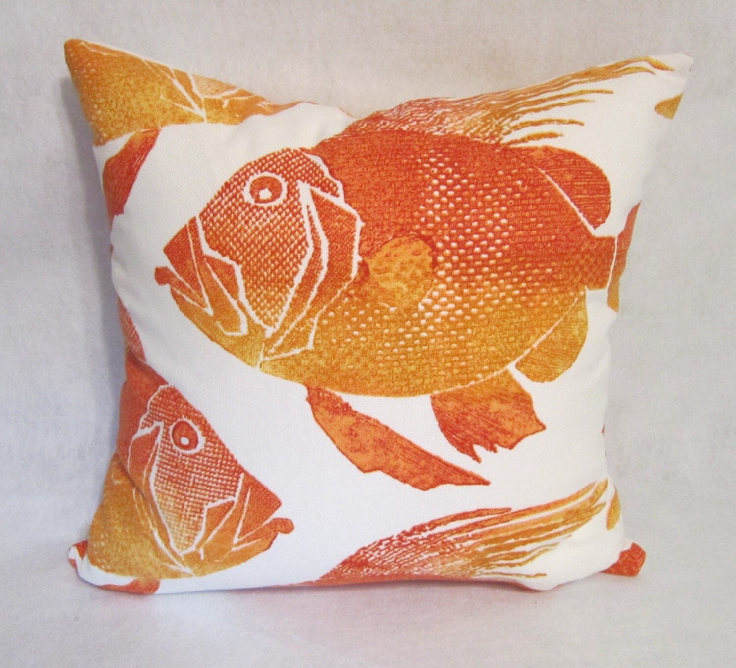 Orange Fish Pillow Cover in P Kaufman Fabric