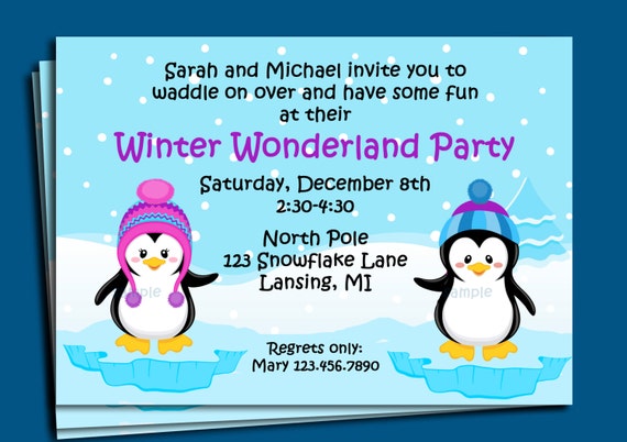 Penguin Party Invitations Printable Free 8