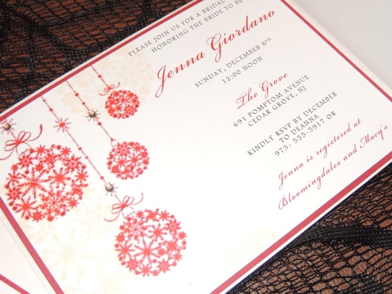 Christmas Wedding Invitation // Holiday Wedding Invitation // Red White Invitation