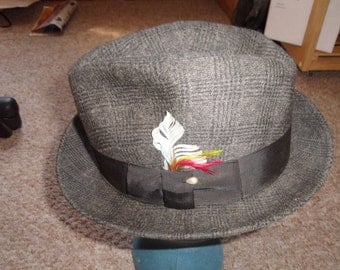 vintage mens hat fedora newport merino felt tweed