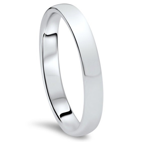 950 Platinum Wedding Band Womens 3MM Dome High Polished Plain