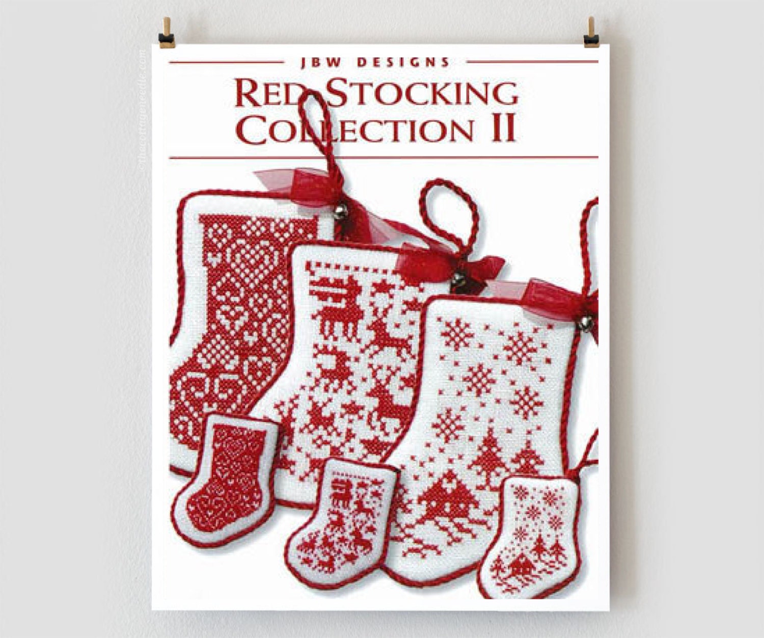 counted cross stitch pattern & overdyed thread Red Stocking