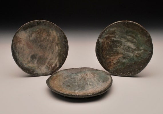 Set of Three - Slip Decorated Plates - Wood/Soda Fired