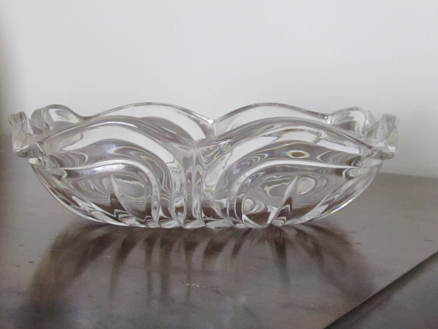 Glass Dish, Pressed Glass, Vintage 60’s Dish, Serving Dish, Floral