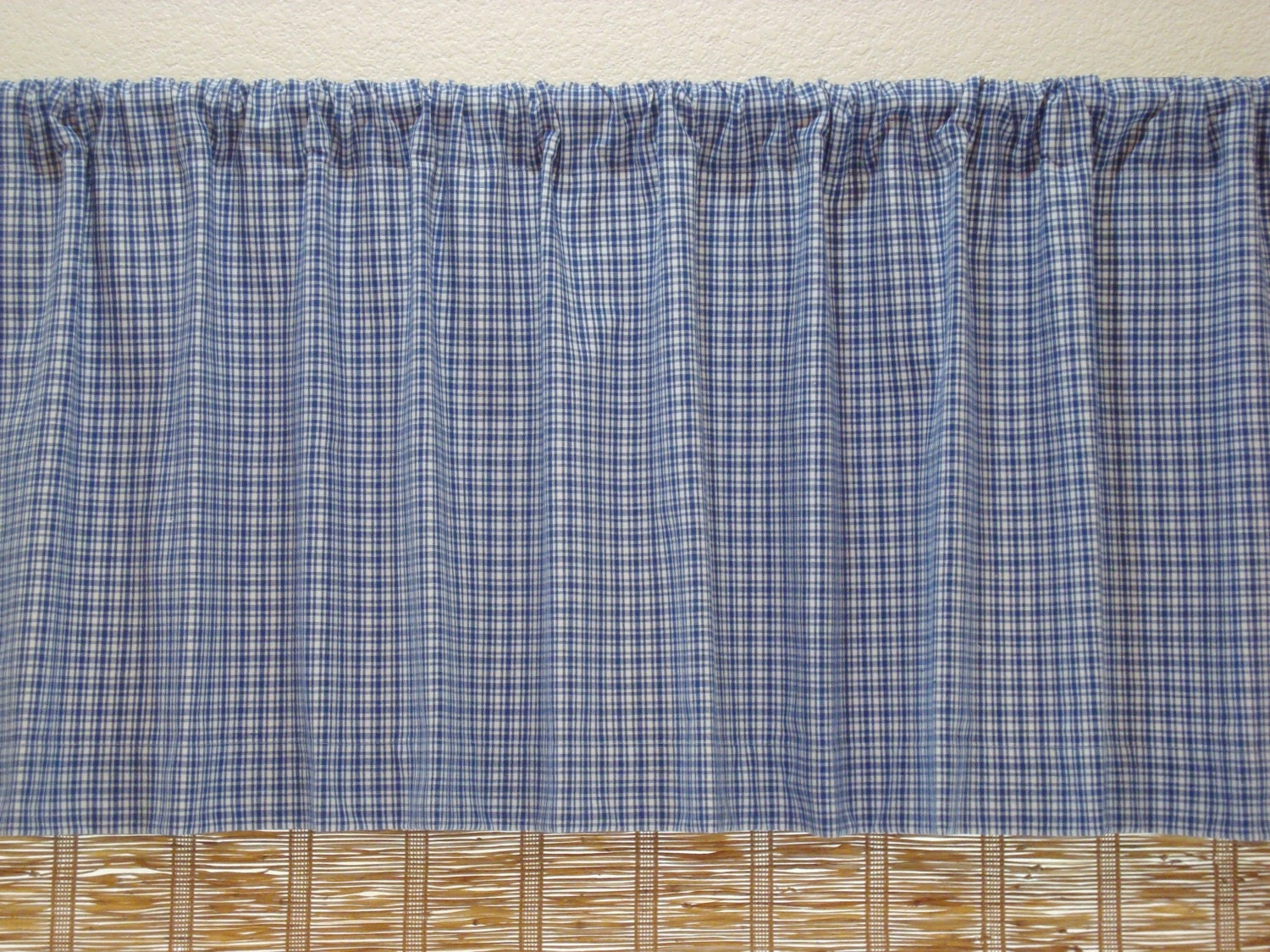 Blue and White Check Curtain Valance Kitchen Curtain Boys
