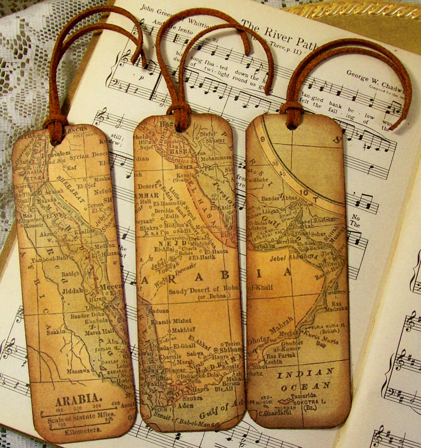 Arabia Map Bookmark Set for Men Historical Map Gifts Kingdom