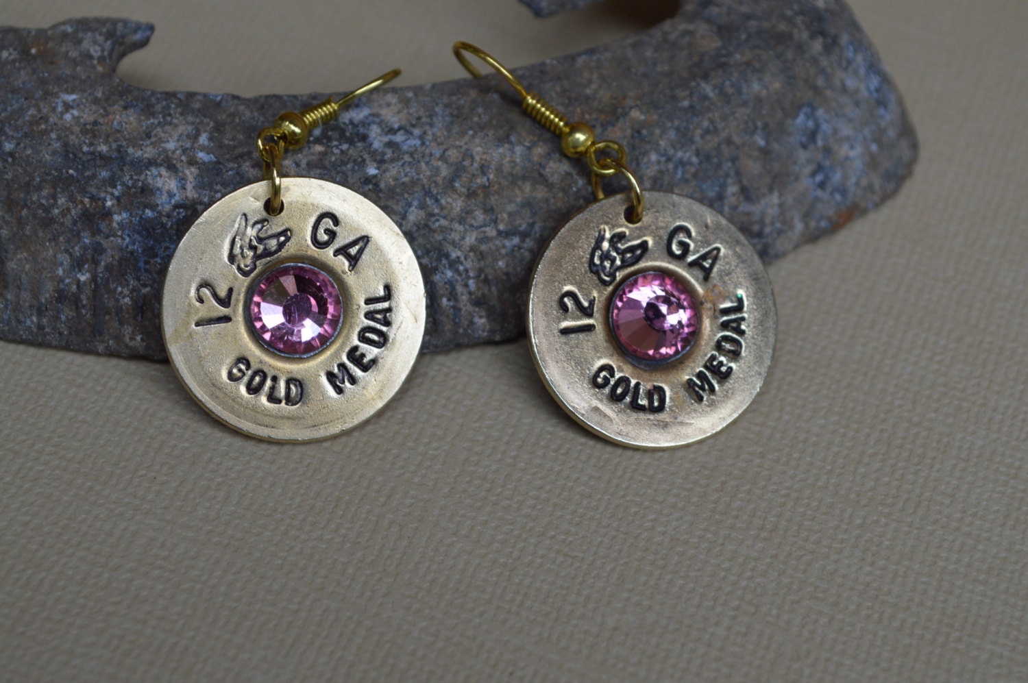 Shotgun Shell 12G Earrings Casings Earrings With Lt. Rose