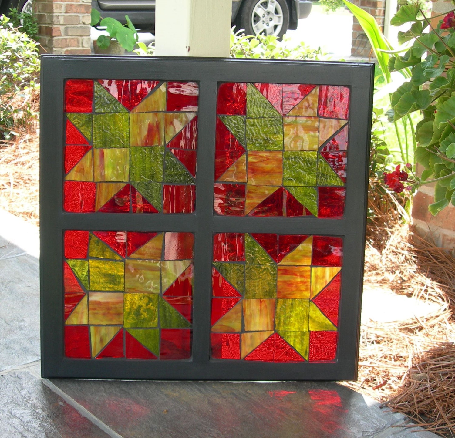 Mosaic Stained Glass Window Outdoor Art Quilt